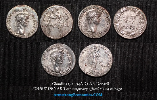 Claudius AR Denarii FOURREE' - R