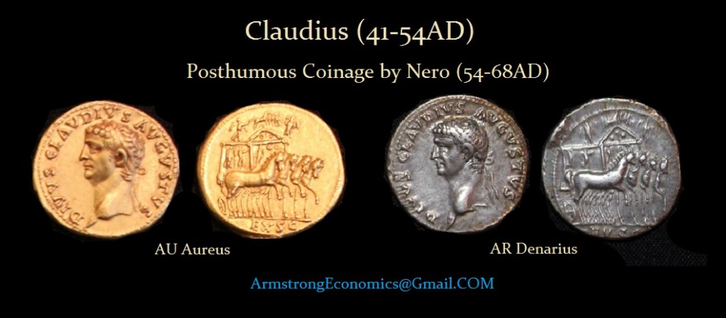 Claudius by Nero Aureus Denarius