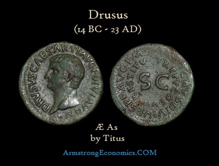 Drusus AE As by Titus