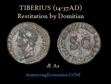 Tiberius Restitution by Domirian AE As - R