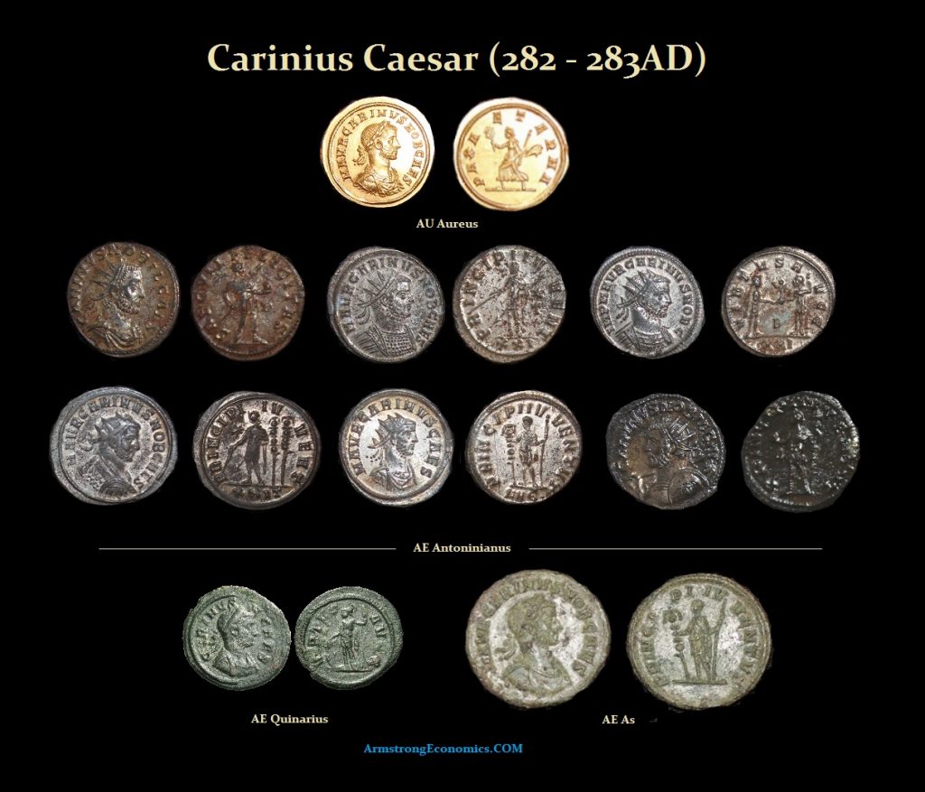 CARINUS CAESAR DENOMINATIONS R Aureus Antoninianus quinarius as 1024x877