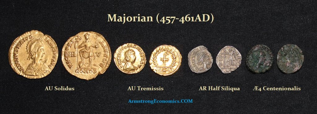 Majorian solidus tremissis half siliqua Æ4 Centenionalis 1024x370