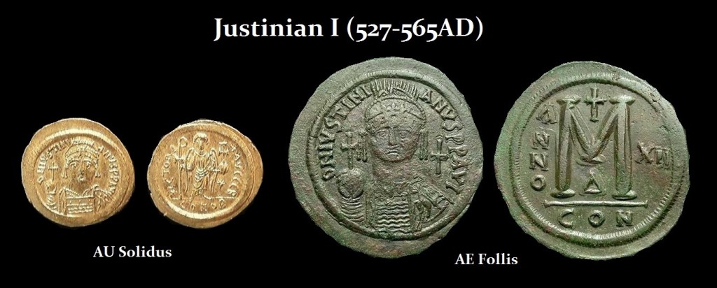 Justinian-I-solidus follis - r