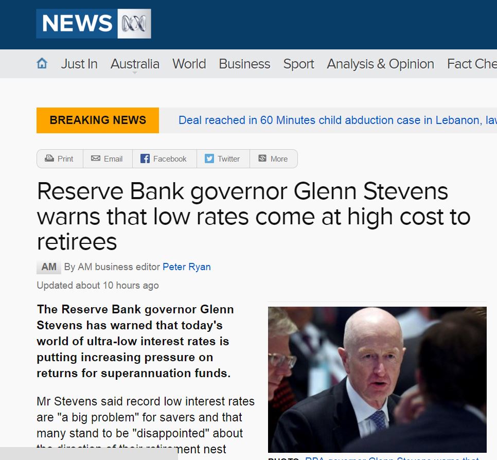 Reserve Bank Australia Glenn Stevens