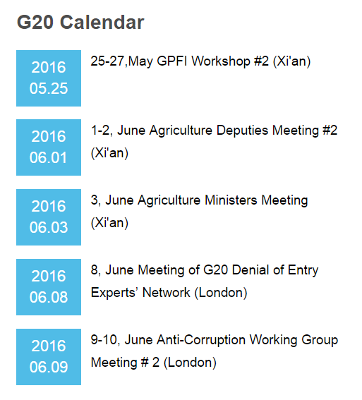 g20 Working Group Agenda