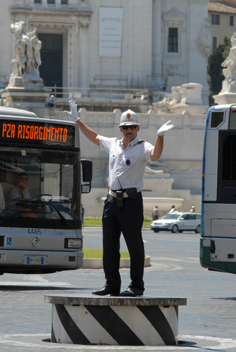Rome Police Directing Traffic