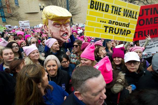 Women Trump Protest Wall