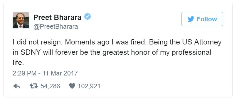 Bharara Preet Tweet