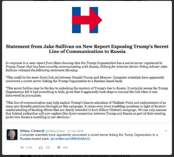 Hillary Tweet 10-31-2016 on Server-2