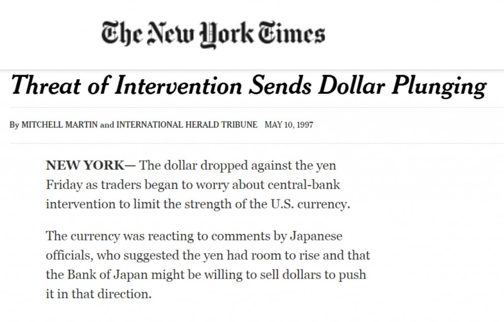 NYT May 1997 Currency Intervention