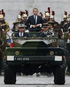 Macron in Military Parade 240x300
