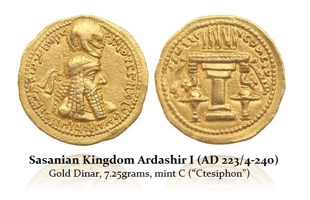 Ardashir I AD 223 4 240 Gold Dinar