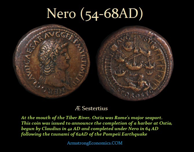 Nero AE Sestertius Port of Ostia 64AD