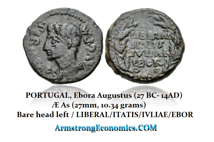 Augustus Ebora 1st Portugal Coinage