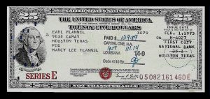 1973 E Series US 25 savings Bond 300x142