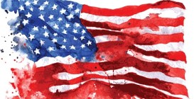 American Flag in fall-R