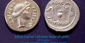 Julius Caesar Denarius Cerces 46BC CR467-1A