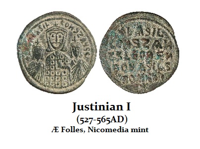 Justinian I Follis Nicomedian Mint