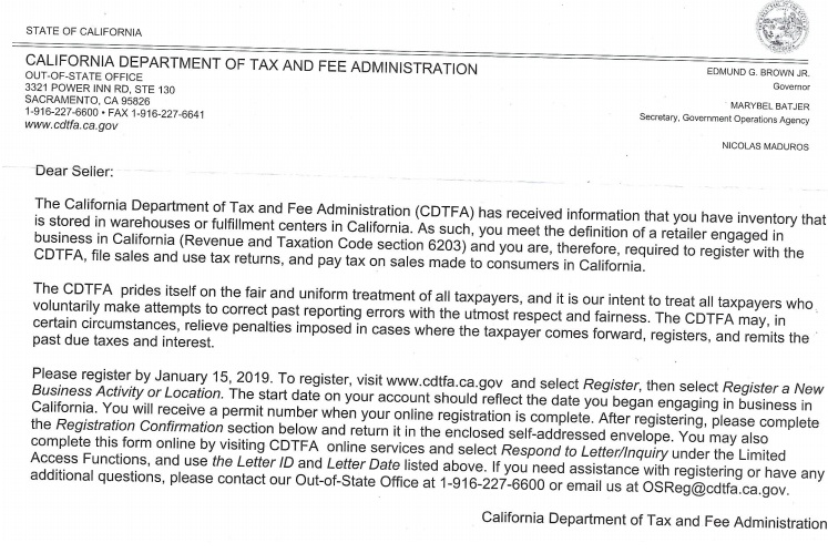 California Tax Notice