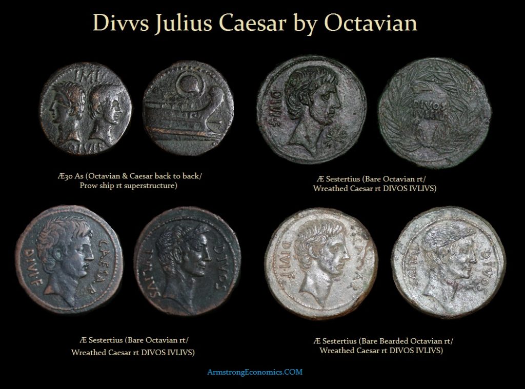 Julius Caesar Divvs by Octavian AE sestertius as 1024x759