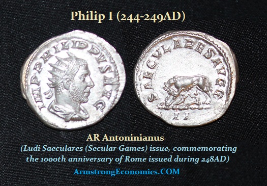 PHILIP I 1000th anniversary of Rome AR antoninianus