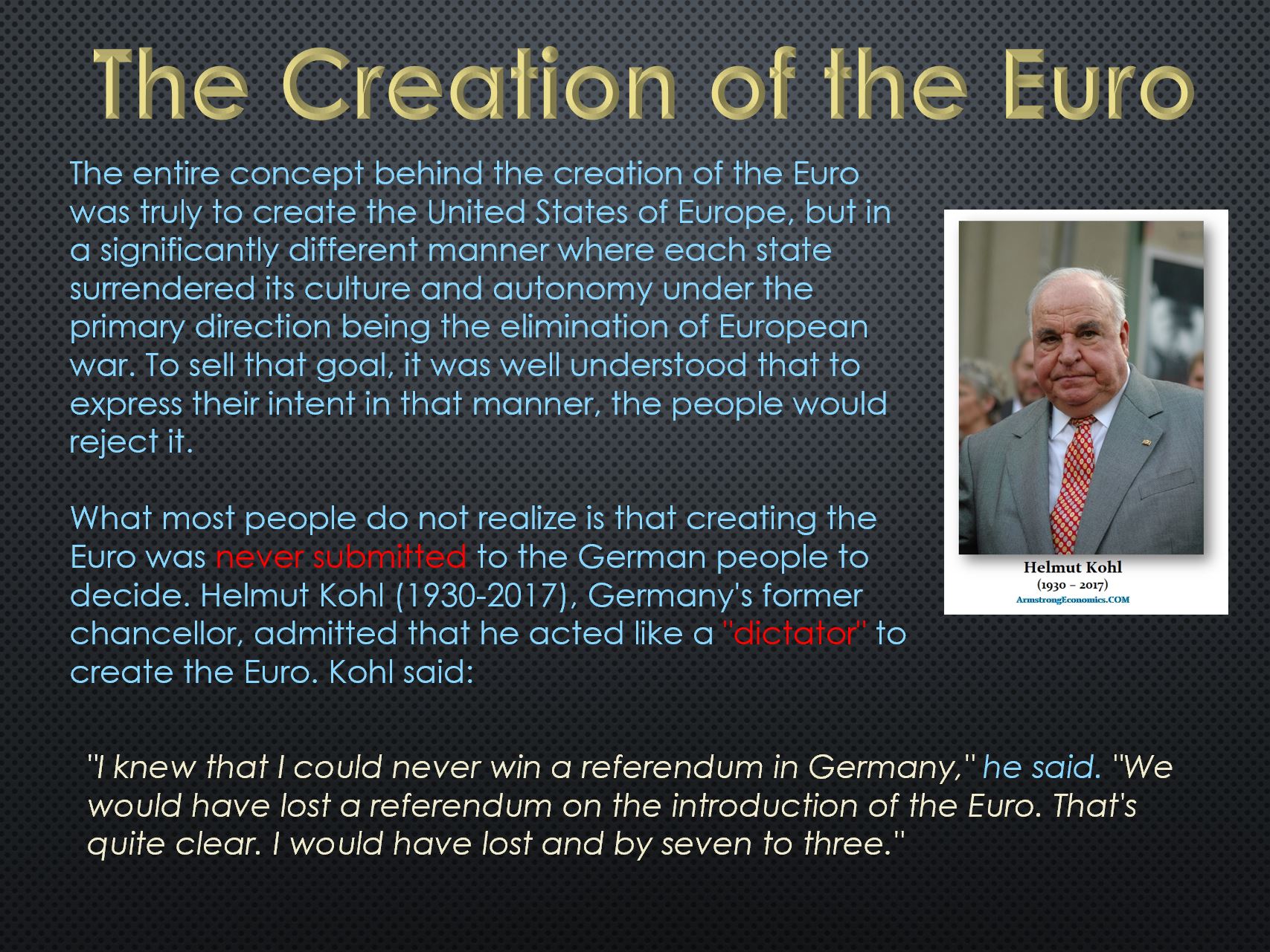 1 Kohl Dictator The World According to Schwab? | Armstrong Economics