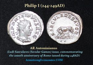 PHILIP I 1000th anniversary of Rome AR antoninianus 300x209