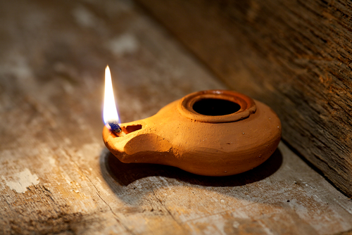 Roman Oil Lamp Burning
