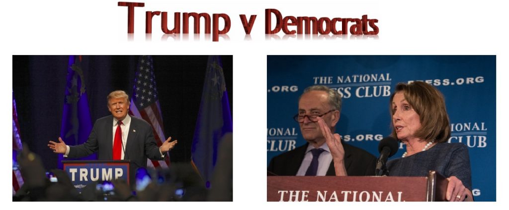 Trump v Pelosi Schumer Democrats 1024x424