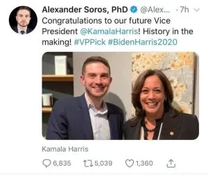 Alexander Soros Tweet Harris 300x254