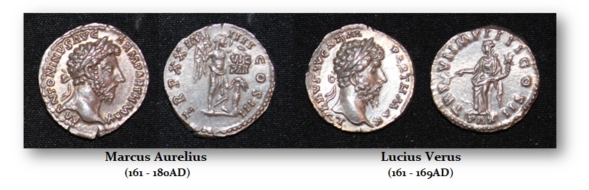 Marcus Aurelius and Lucius Verus silver denarii