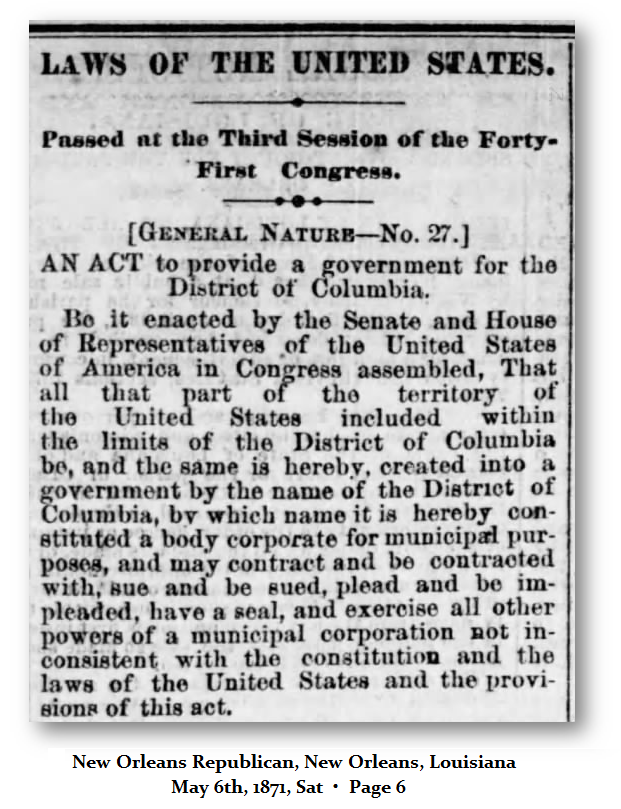 1871 Act making DC