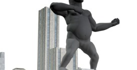 Gorilla Pounding Chest on Wall Street