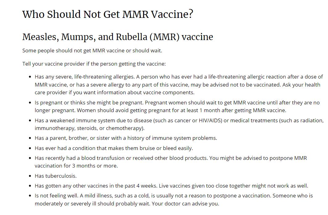 CDC on MMR Vaccine