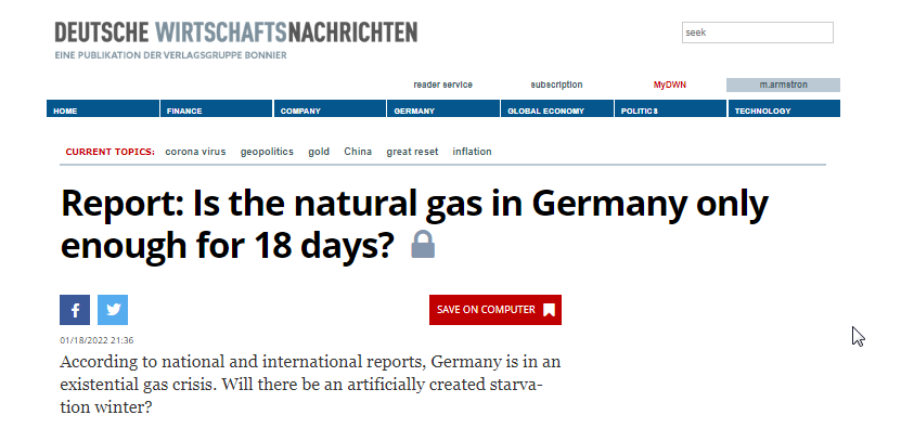 Germany 18 Days of Gas