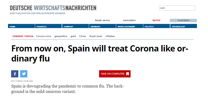 Spain downdrages COVID to flu