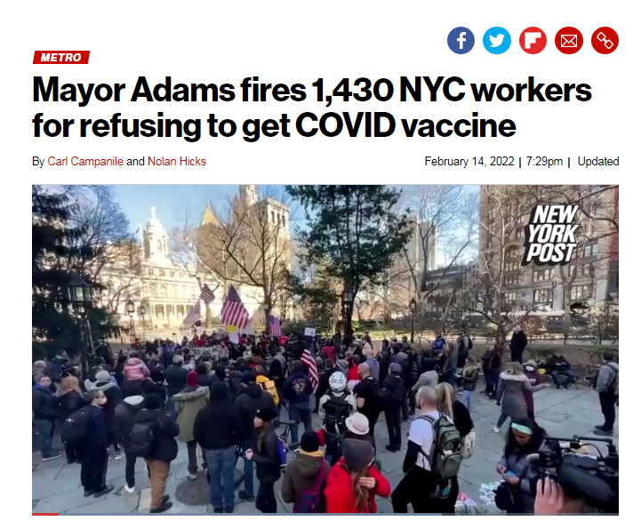 NYC Fires ant Vax Workers