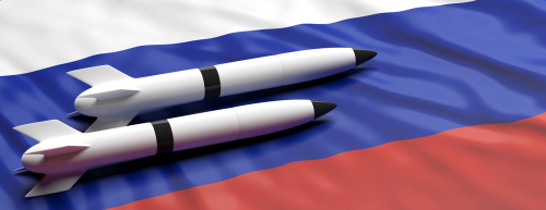 Russia,Nuclear,Weapons.,Rockets,,Missiles,On,Russian,Flag,Background,,Banner,