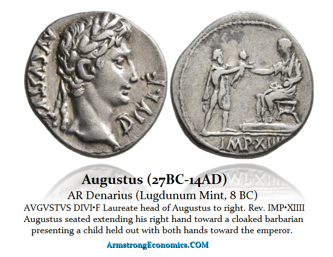 Augustus AR Denarius Barbarian Child