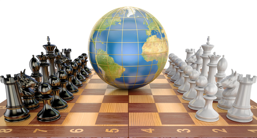 Global,Tactical,And,Strategy,Concept,,World,Globe,With,Chess,Pieces.