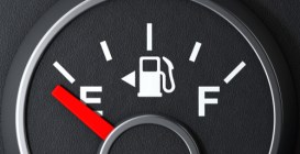 Fuel,Dashboard,Gauge,Showing,A,Empty,Tank,On,A,Black