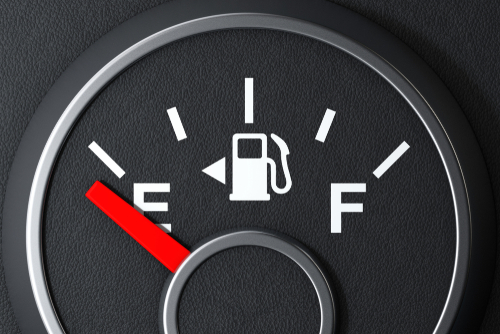 Fuel,Dashboard,Gauge,Showing,A,Empty,Tank,On,A,Black