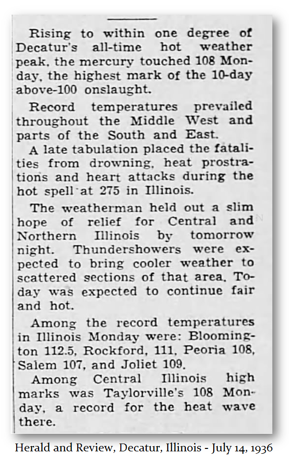 Record Temperatures July 14 1936