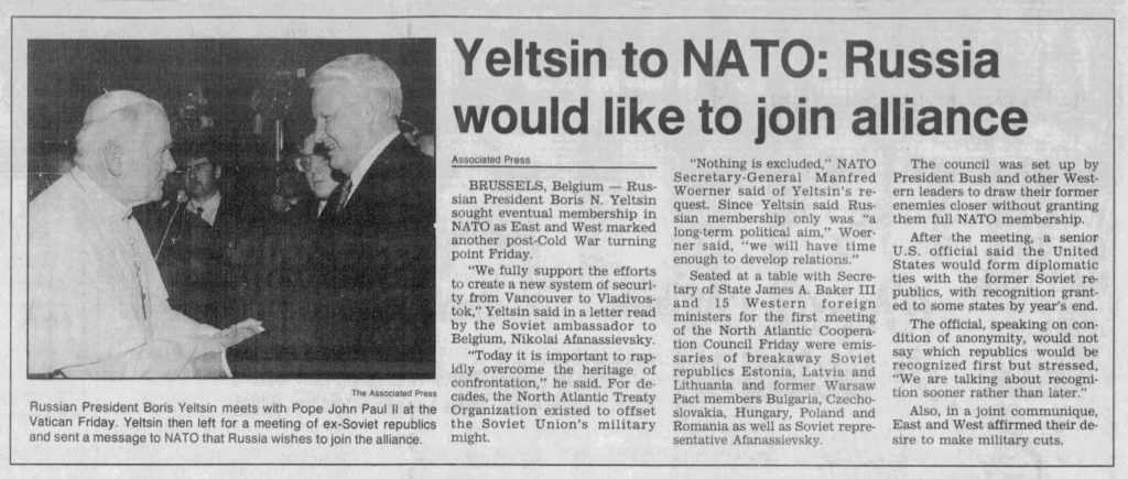 NATO 1991 Russia Join