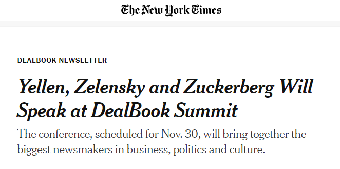 NY Times Deal Book with Zelensky