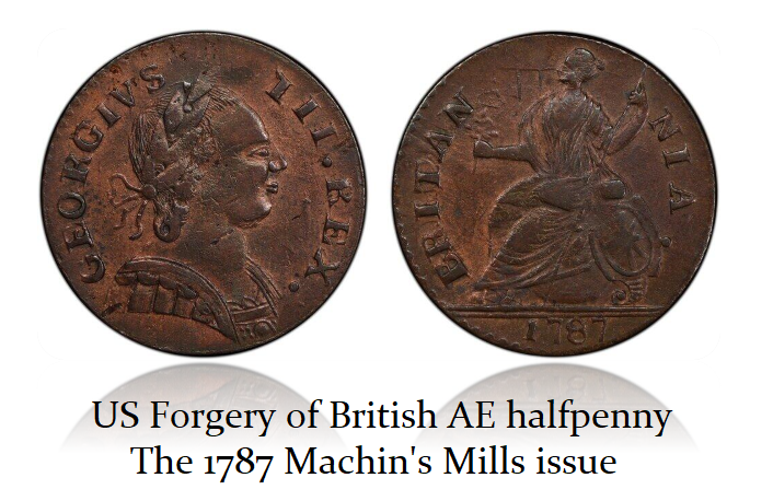 1787 Machin Mills halpenny