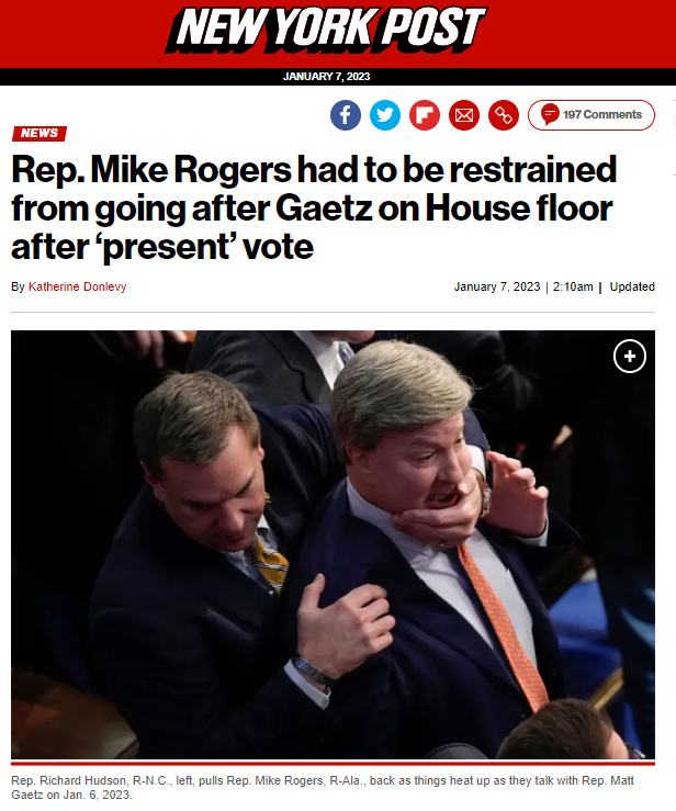 2023_01_07_Mike_Rogers_restrained from attacking_Matt_Gaetz_on_House_floor
