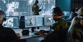 Military,Surveillance,Officer,Working,On,A,City,Tracking,Operation,In