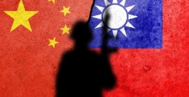 China,And,Taiwan,Flags,Painted,On,A,Concrete,Wall,With