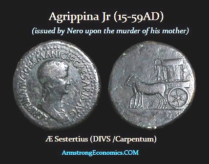 Agripina Jr AE Sestertius Divs issued by Nero R